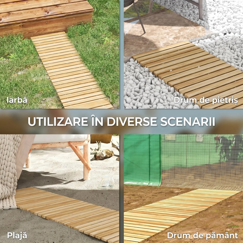Outsunny Covor de Grădină din Lemn 120 x 38 cm | Cărare Arrotolabilă pentru Spații Exterioare | Covor Decorativ și Rezistent pentru Grădină, Plajă, Nunți sau Petreceri | Aosom Romania