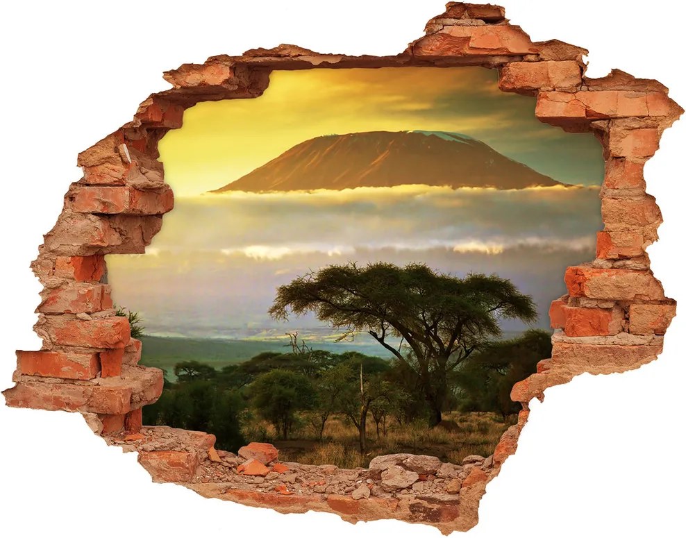Fototapet un zid spart cu priveliște Kilimanjaro Kenya