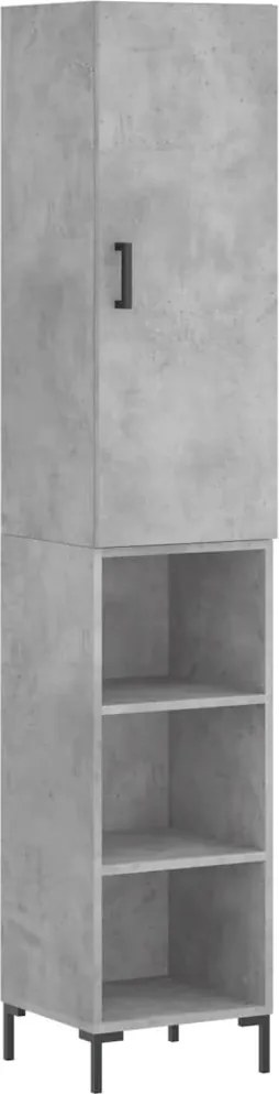 vidaXL Dulap înalt, gri beton, 34,5x34x180 cm, lemn prelucrat