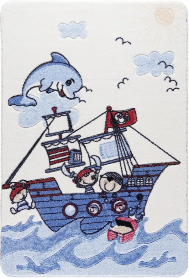 Covor pentru copii Confetti Smiley Dolphin, 133 x 190 cm, albastru