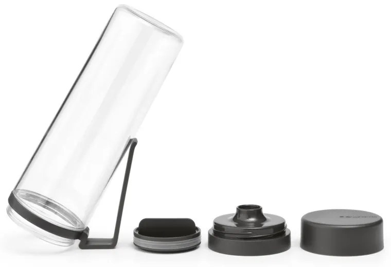 Sticla Brabantia Make&Take 1006278, 500 ml, Cu filtru, Protectie impotriva scurgerilor, Deschidere larga, Transparent/Gri inchis