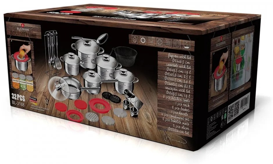 Set oale si tigai otel inoxidabil (32 piese) Jumbo Gourmet Line Blaumann BL 3168B