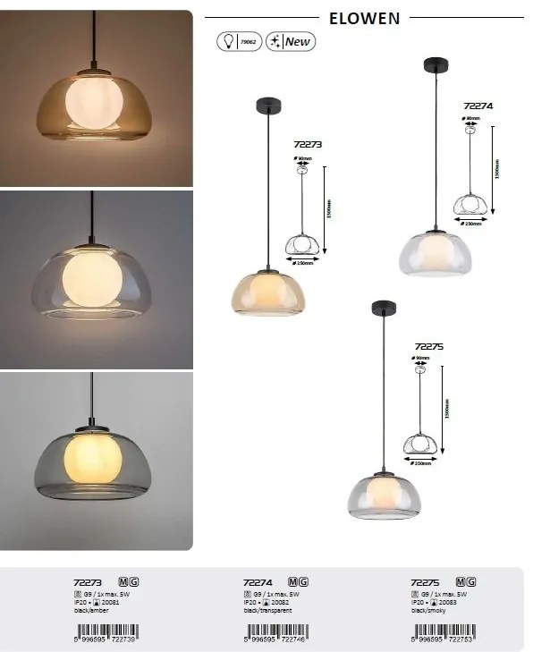 Lustra suspendata sticla fumurie Elowen