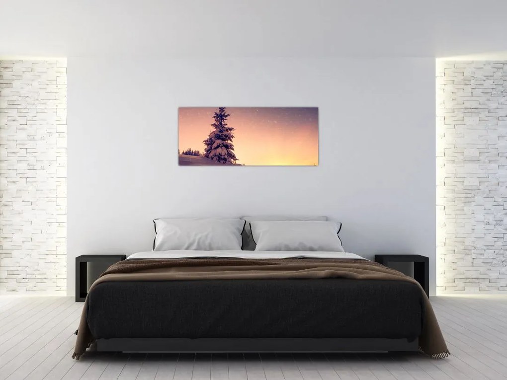 Tablou cu copac înzăpezit pe luncă (120x50 cm)