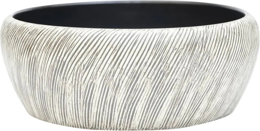 vidaXL Lavoar de blat, negru și gri, rotund, Φ41x14 cm, ceramică
