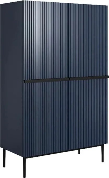 Bufet Nicole 100 cm cu mânere și picioare metalice - bleumarin / picioare negre