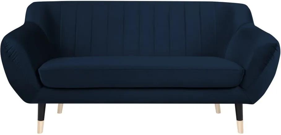 Canapea cu 2 locuri Mazzini Sofas BENITO cu picioare negre, albastru închis