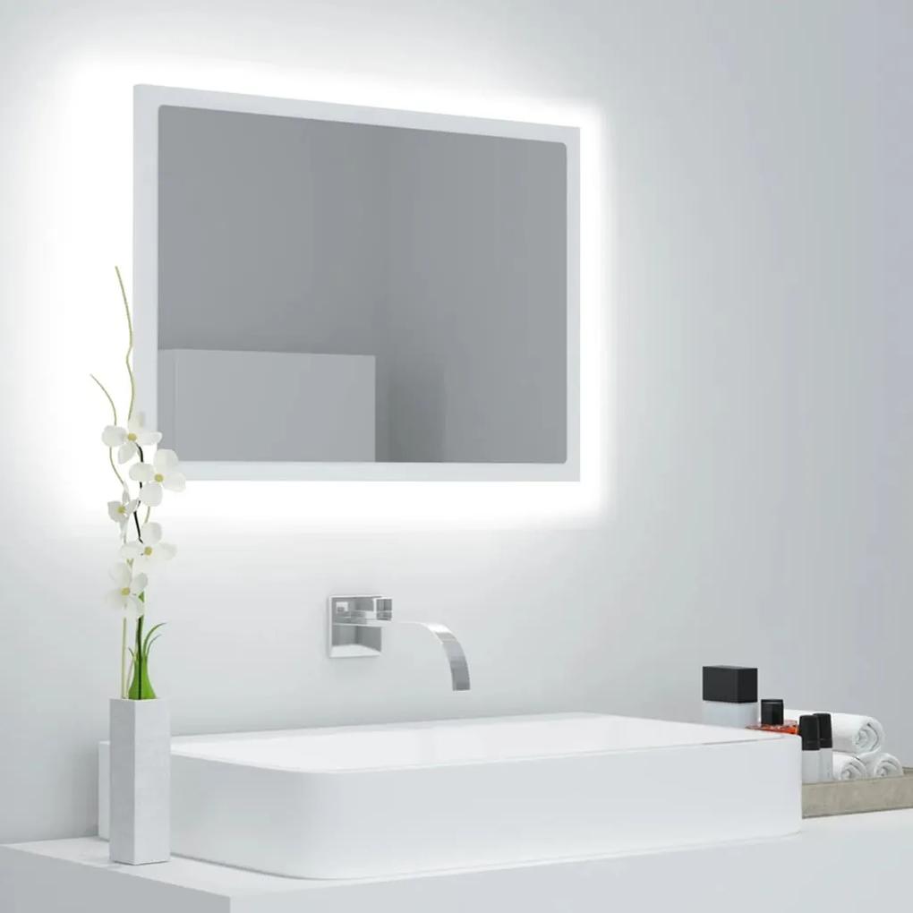 Oglinda de baie cu LED, alb, 60x8,5x37 cm, acril
