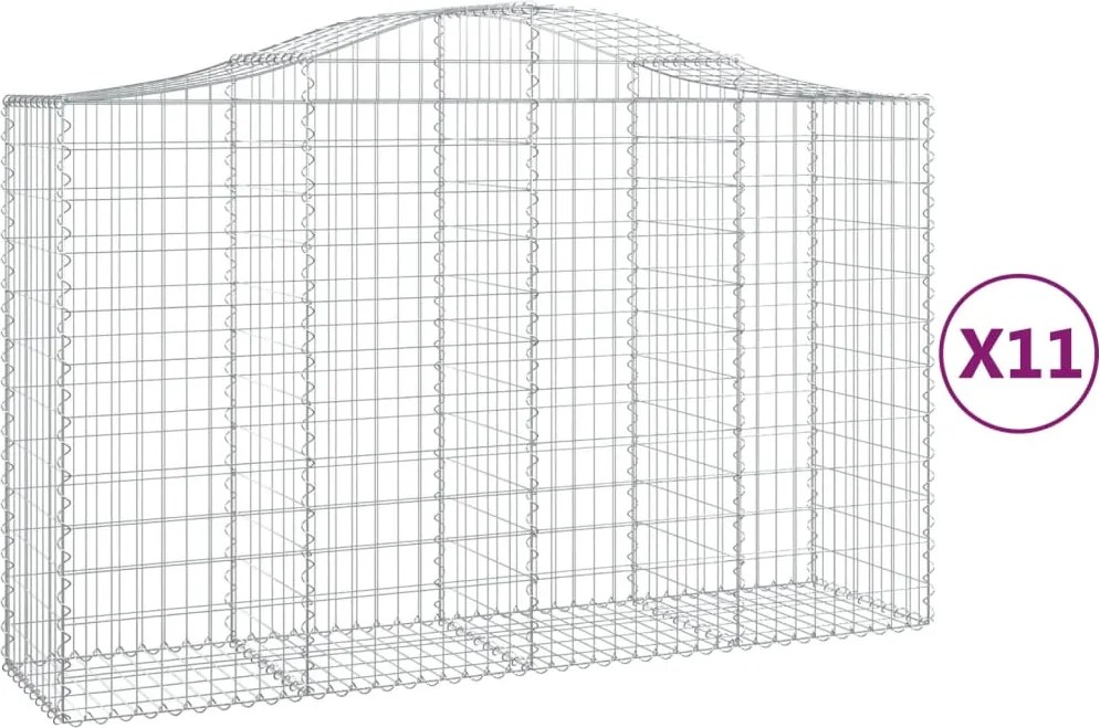 vidaXL Coșuri gabion arcuite 11 buc, 200x50x120/140 cm,fier galvanizat