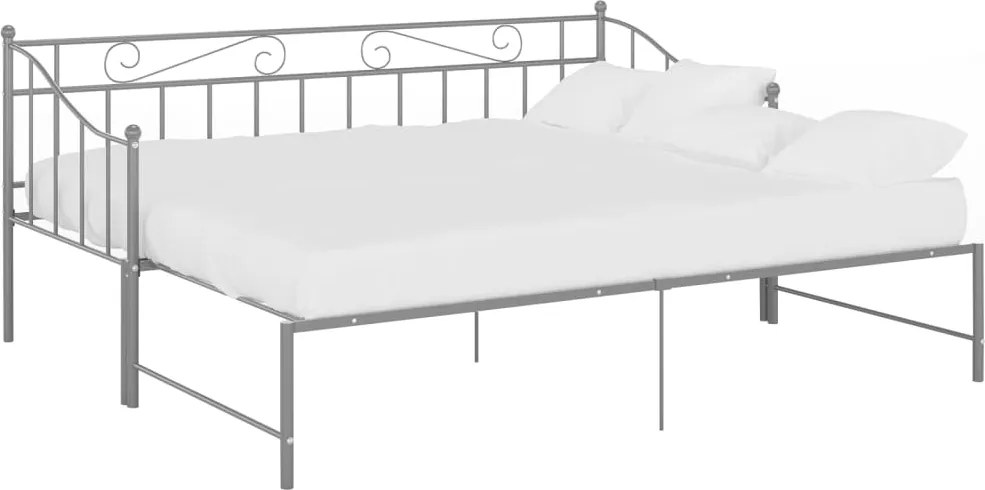 vidaXL Cadru pat canapea extensibilă, gri, 90x200 cm, metal