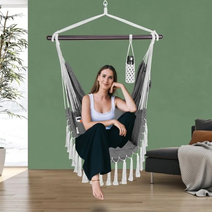 Deuba Scaun suspendat gri inchis -170x100x150cm