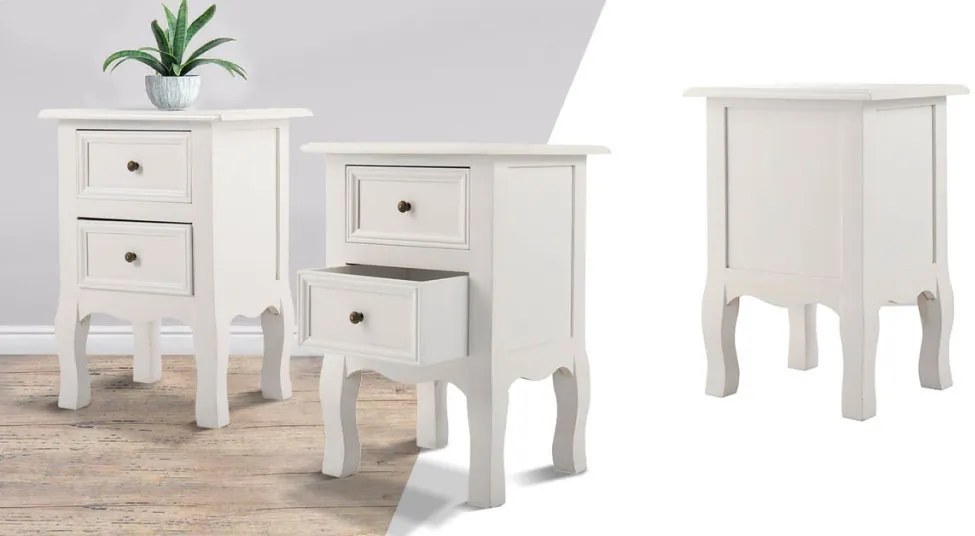 Set de 2 noptiere, alb