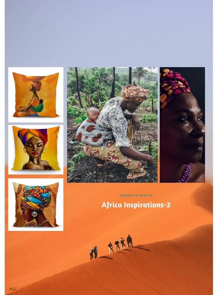 Set 3 fețe de pernă Minimalist Cushion Covers African Culture, 45 x 45 cm