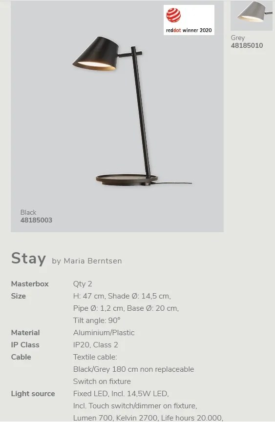 Lampa de masa LED multifunctionala Stay negru 48185003 DFTP