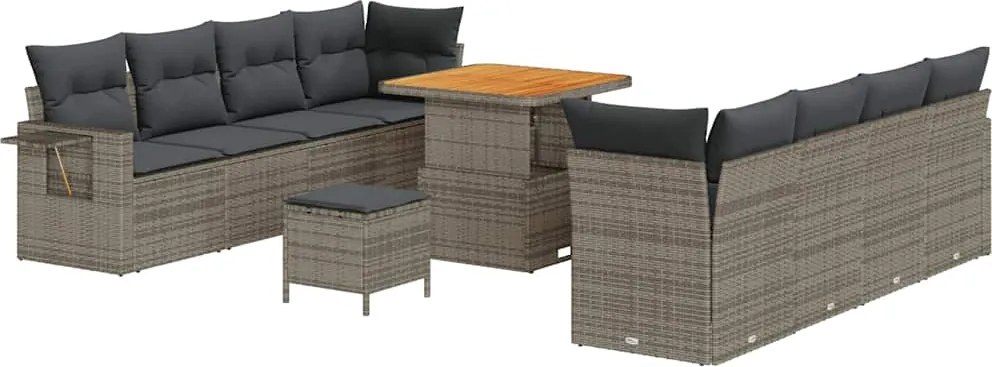 vidaXL Set de canapele pentru grădină 11 pcs Gri Rattan poli