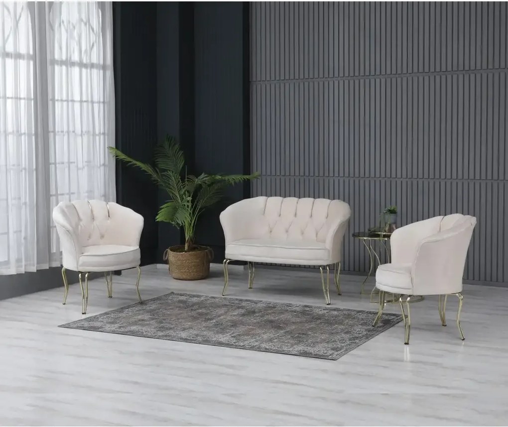 Set canapea Viena 2+1+1Homs textil bej-auriu,30703