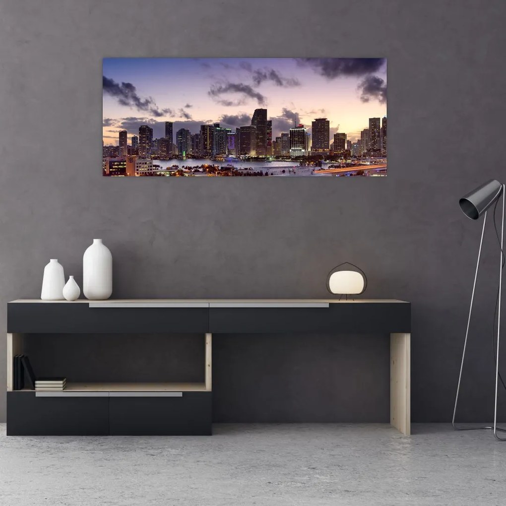 Tablou cu - metropolă cu zgârăie nori (120x50 cm)