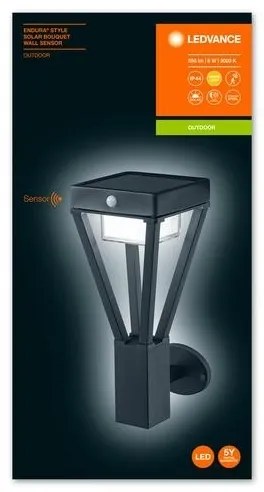 Ledvance - Lampă solară LED de perete cu senzor BOUQUET LED/6W/3,7V IP44