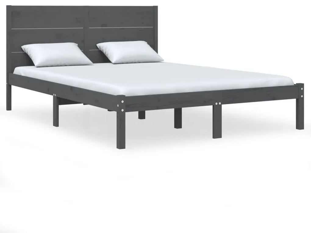 3104155 vidaXL Cadru de pat, gri, 140x200 cm, lemn masiv de pin