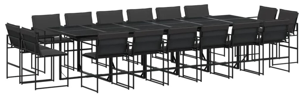 3295082 vidaXL Set mobilier de grădină, 17 piese, cu perne, negru, textilenă