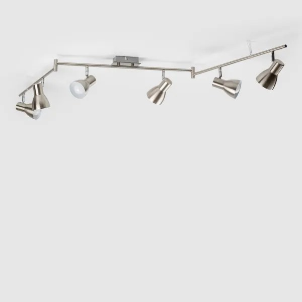 Plafonieră LED cu 6 spoturi, socluri E14, 6x5W, 230V, crom mat