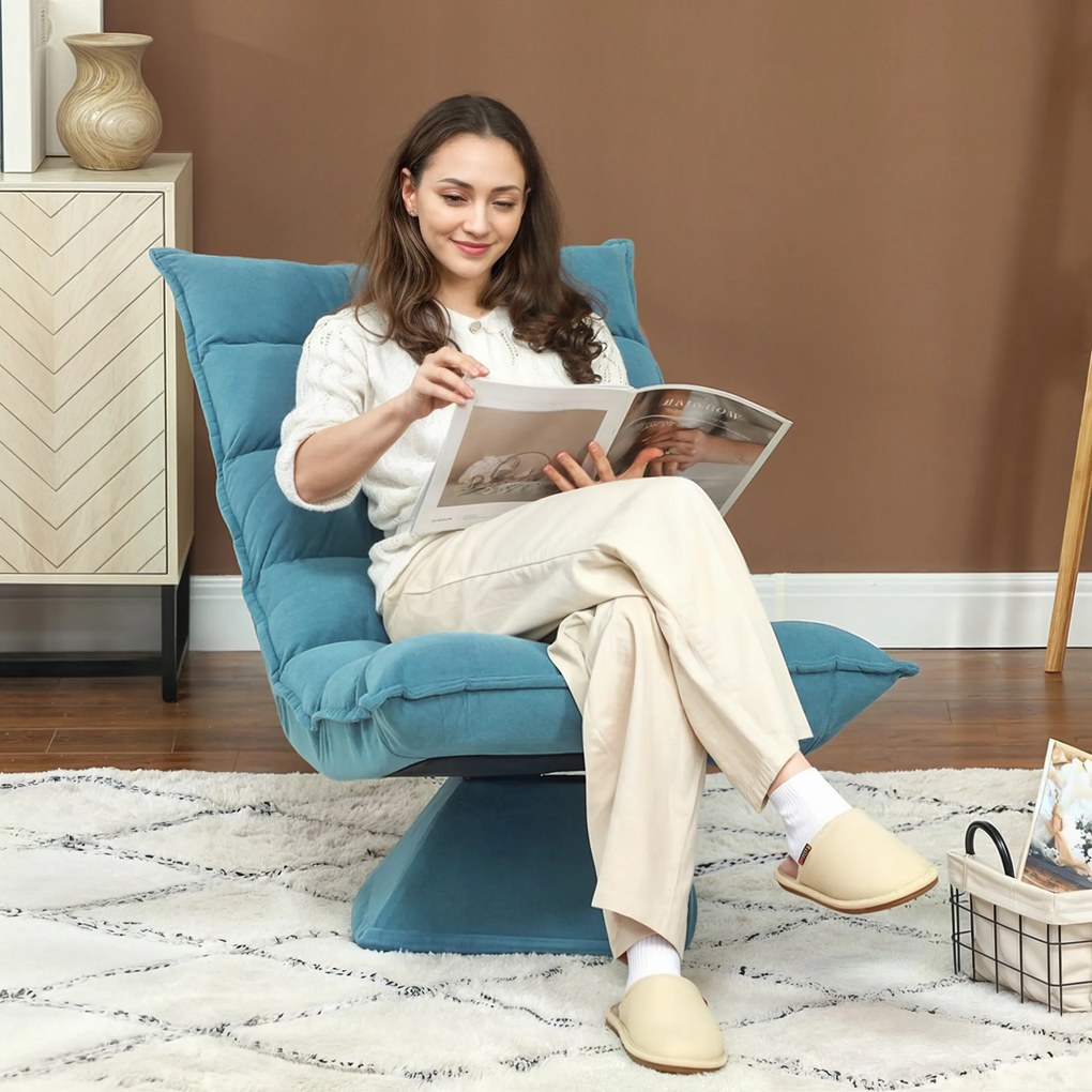 HOMCOM Fotoliu de Podea Relaxant Rotativ 360° cu Spătar Reglabil în 5 Poziții, 62x70x95 cm, Gri | Aosom Romania