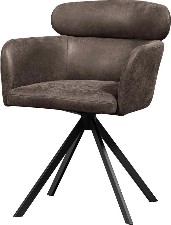 Scaun de dining maro închis cu cotiere tapițat Fenne – WOOOD