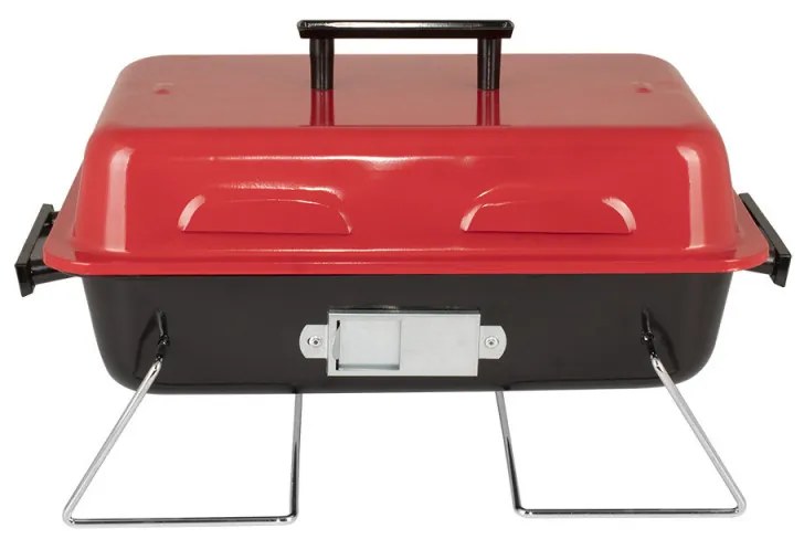 Grаtar pe cаrbuni Muhler 1003818, 40.5x26 cm, Cu capac, Gril galvanizat, Compact pentru calatorii, Rosu/Negru