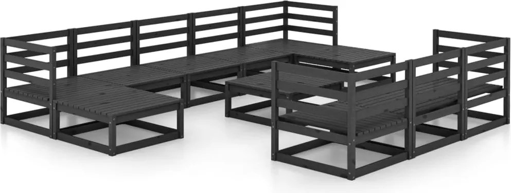 vidaXL Set mobilier de grădină, 11 piese, lemn masiv de pin