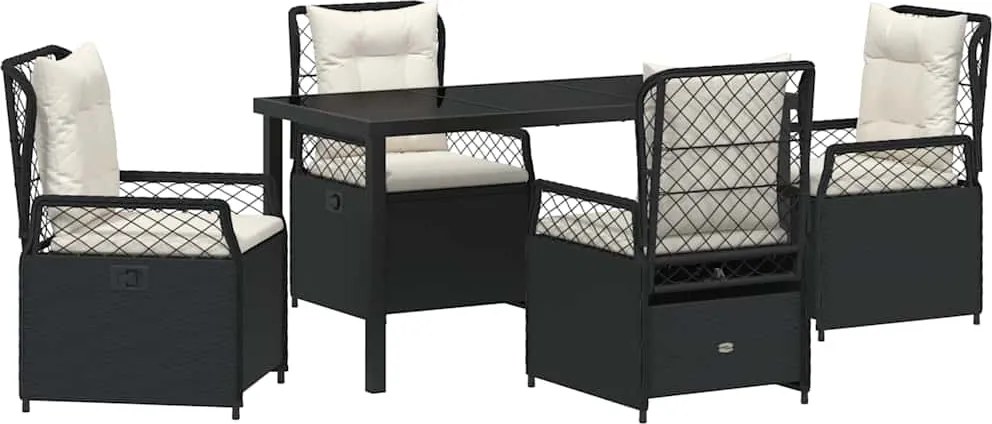 vidaXL Set de masă pentru grădină 5 pcs Negru poliratan