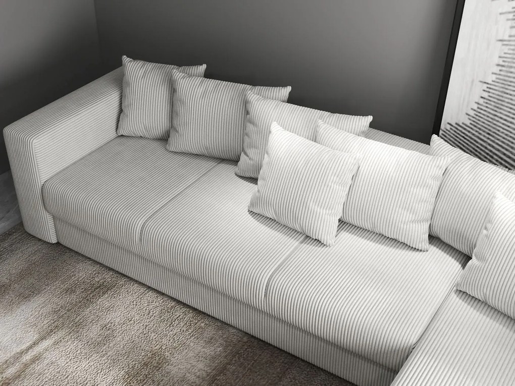 Colțar extensibil dumonde cu ladă de depozitare si sezut confortabil din spuma high-density, Gloria Zoom Cream II 320x183 cm