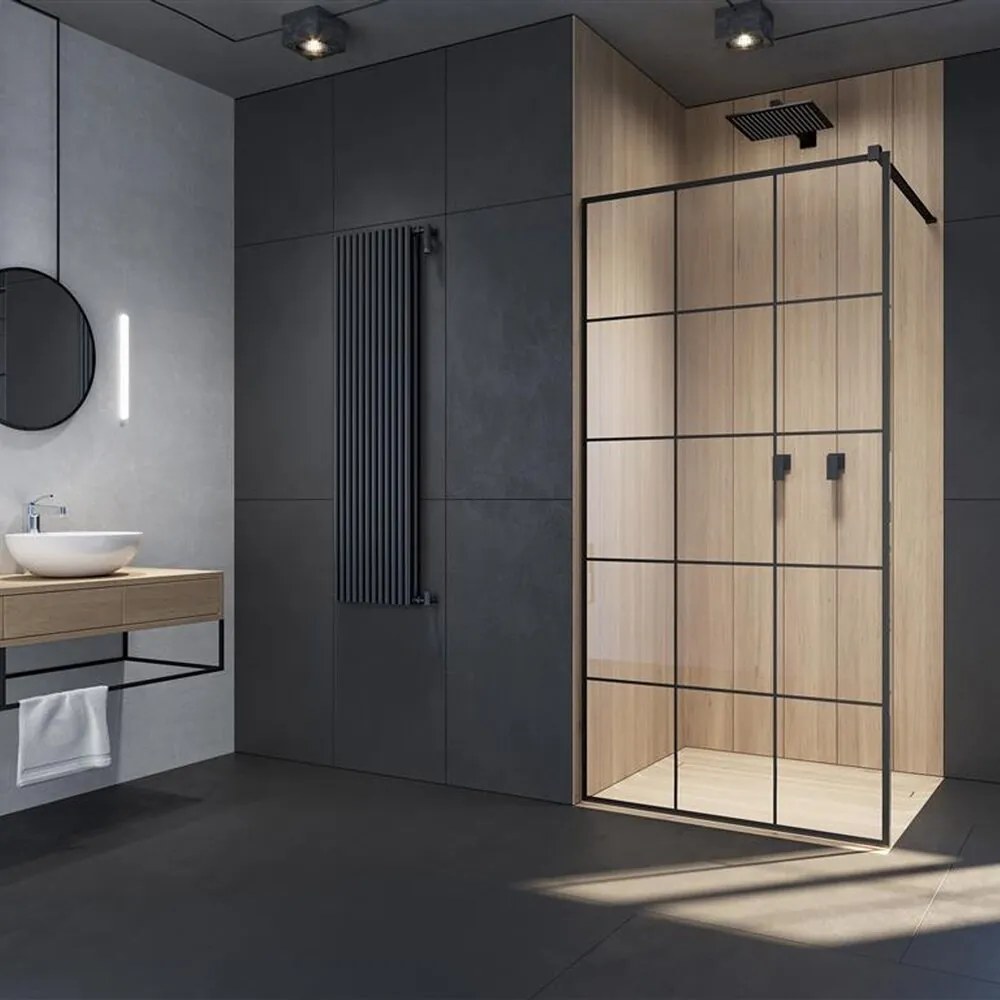 Paravan de dus tip Walk-in Radaway Modo New Black II Factory negru-transparent 50 cm sticla securizata 8 mm