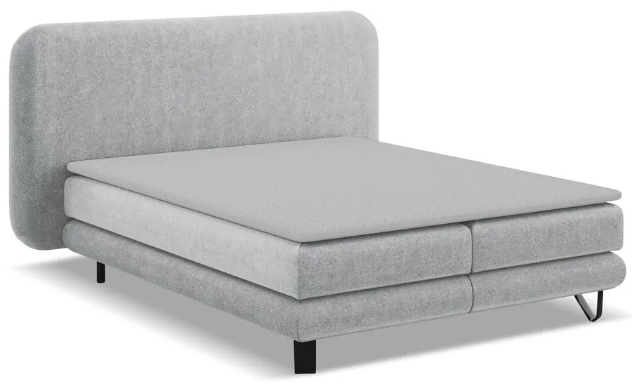 Pat boxspring gri deschis 160x200 cm Ilima – Makamii