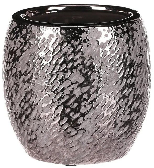 Vas ceramic pentru flori argintiu Silver diam. 14cm, argintiu