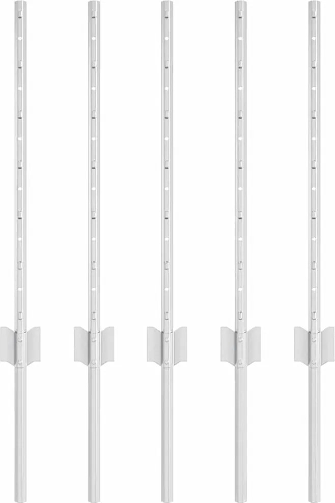 vidaXL Stâlp de gard. 5 pcs Argintiu 60 cm Oțel