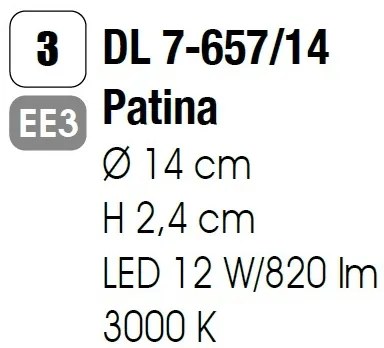 Aplica LED de perete sau tavan, Bully 14cm Antique Brass