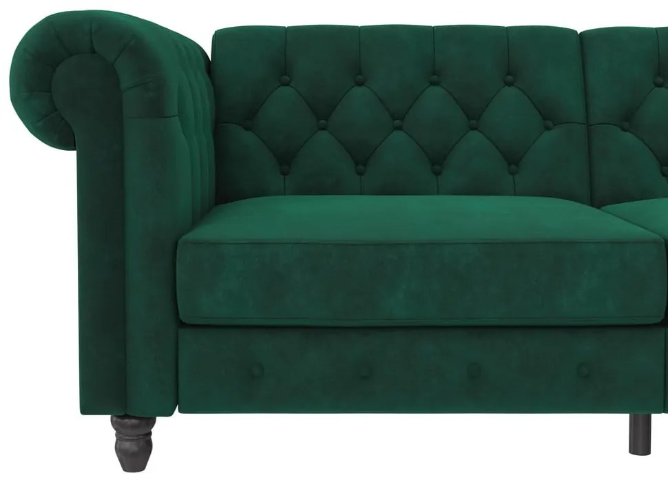 Canapea verde-închis extensibilă cu tapițerie din catifea 236 cm Felix – Støraa