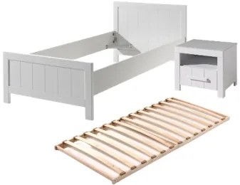 Set Mobilier Cameră Copii ERIK: Pat 90x200 cm și Noptieră, Alb – Vipack