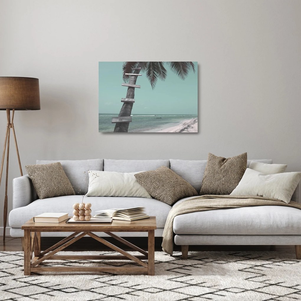 Tablou pe sticlă - Palma în Caraibe (70x50 cm)