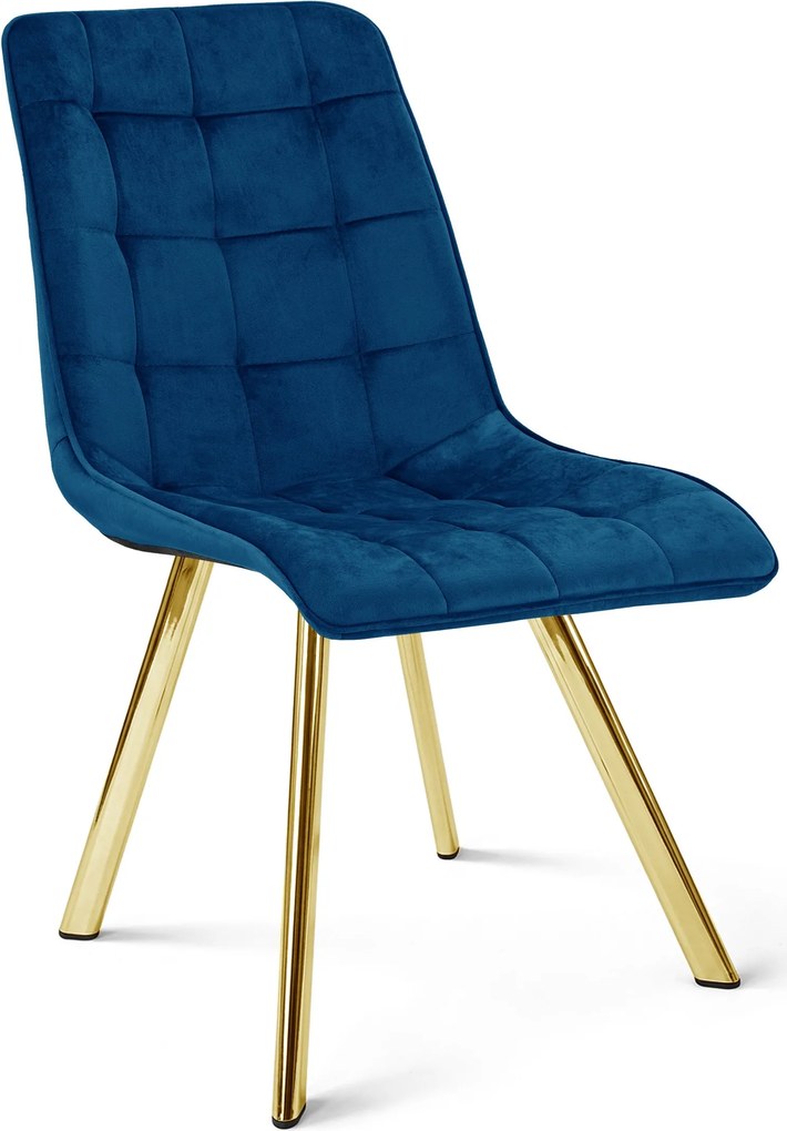 Scaun Bucatarie/Dining Spirit Plus Catifea Albastra, Picioare Metalice, Finisaj Auriu