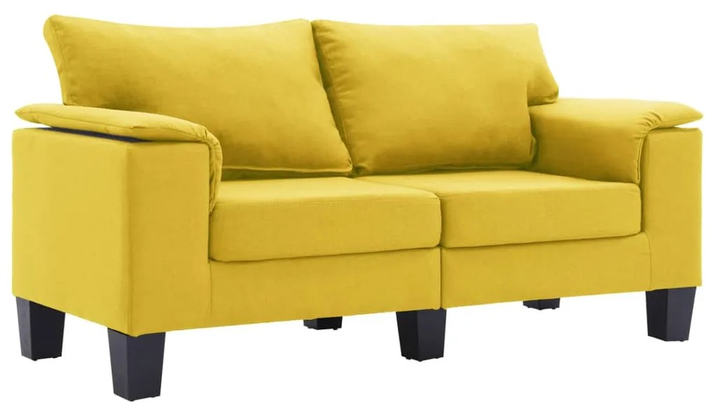 287077 vidaXL Canapea cu 2 locuri, galben, material textil