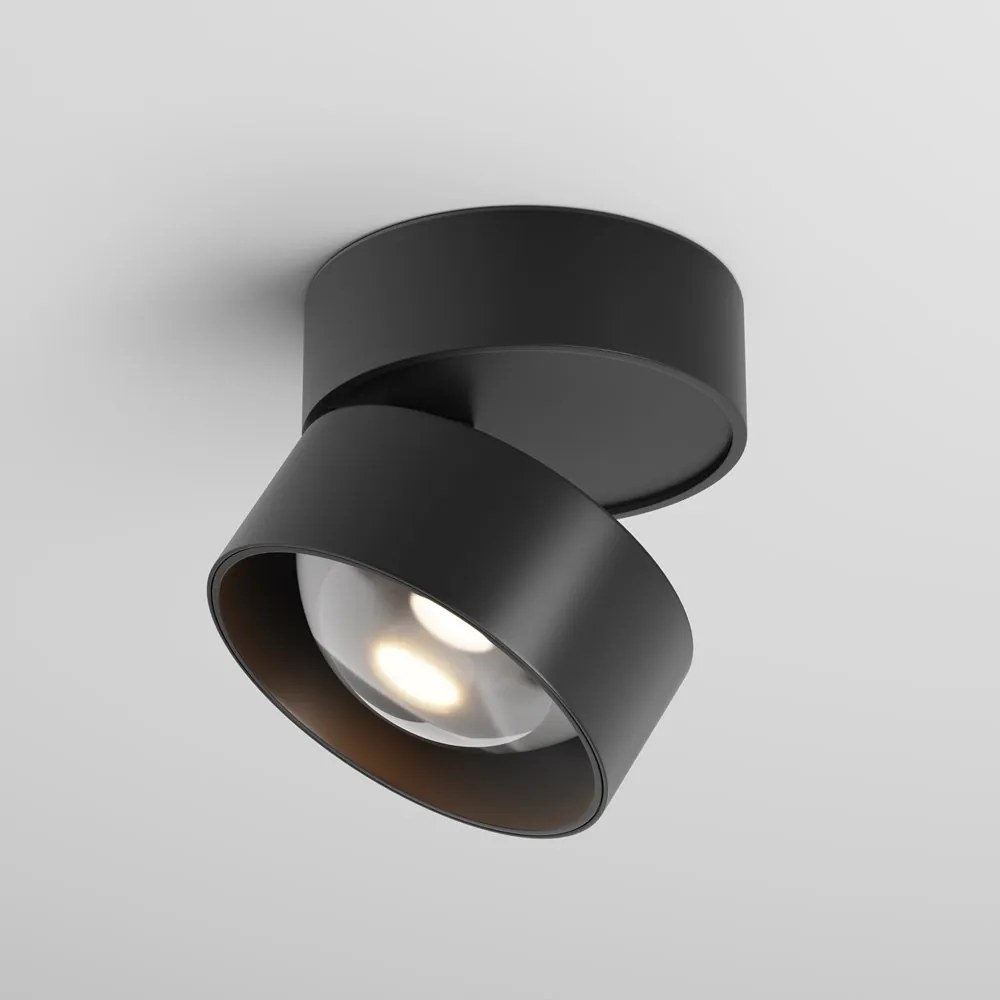 Spot aplicat directionabil LED Lens negru 3000K 12W