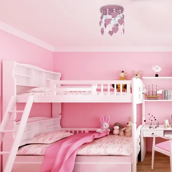 Plafoniera copii ELZA hearts 3xE27/60W/230V roz