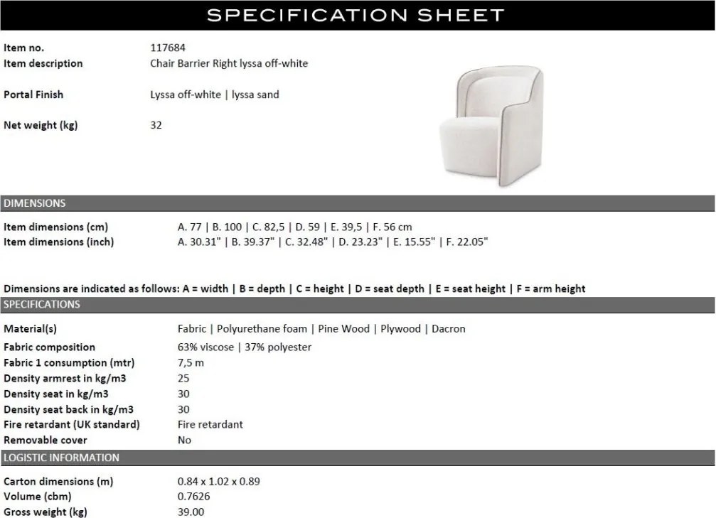 Fotoliu design elegant LUX Barrier Right