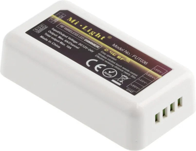 Controller Mono GTV pentru bandă LED, 1 zonă, 12-24V, 120-240W, alb 240 W, 24 V, Alb