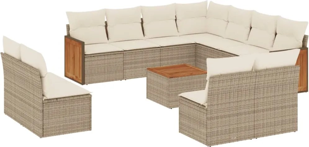 vidaXL Set canapele de grădină cu perne, 12 piese, bej, poliratan