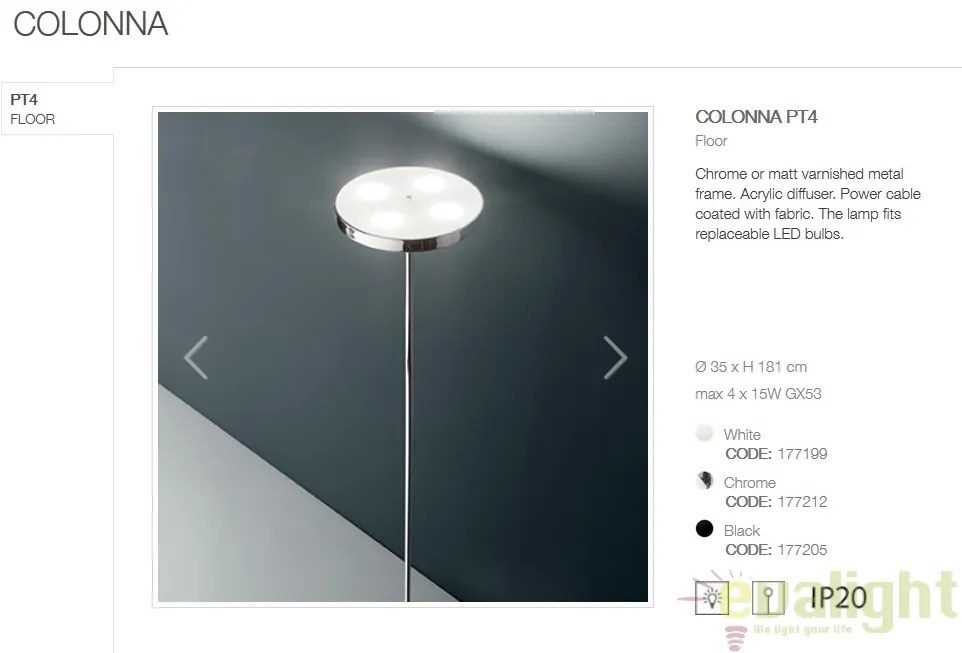 Lampadar LED / Lampa de podea design modern COLONNA PT4 alba 177199