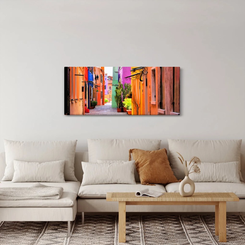 Tablou cu străduță colorata italiană (120x50 cm)