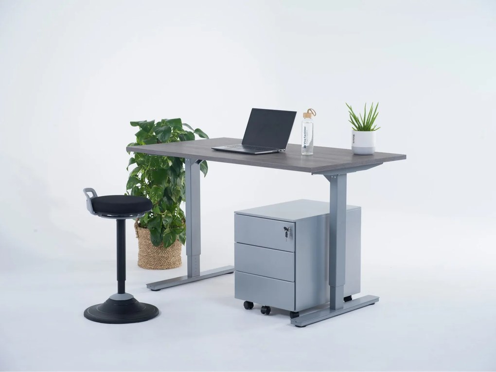 Birou reglabil manual, control cu manivelă, 80 kg - Premium - 1600x800x25 - Logan - Gri