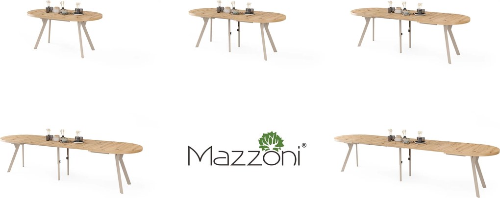 Mazzoni Masă ovală extensibilă EXPANSO Stejar Artisan / picioare cașmir